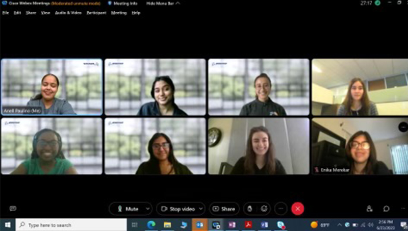 A zoom meeting featuring several students on screen.