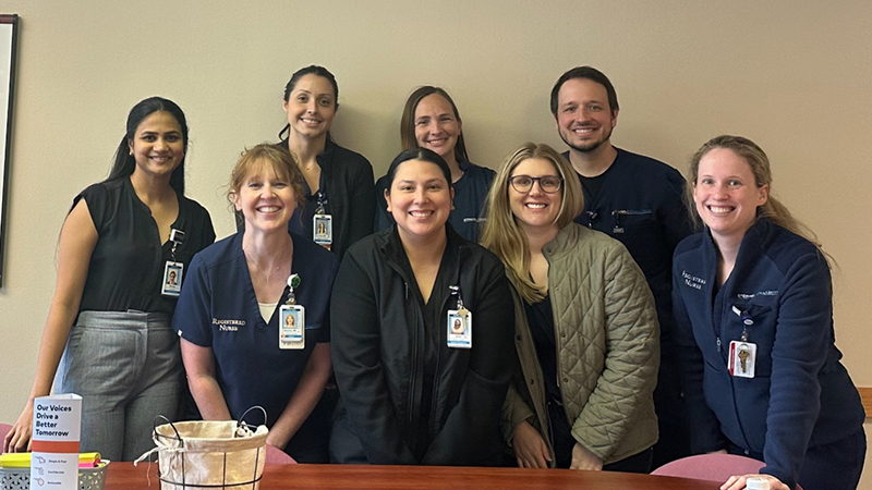 Shreya Reddy Rekulapally ’23 MHA (far left) with her colleagues at St. David’s Medical Center.