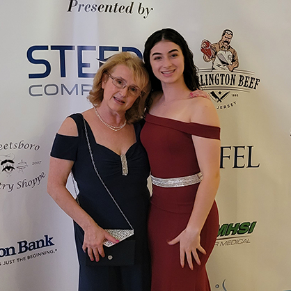 Dr. Eva Sapi and Justine Valentino ’24 at the Pink Clover Gala Fundraiser event in Ocean City, New Jersey.