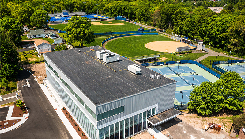 An aerial view of the new Peterson Performance Center.