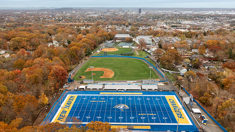 An aerial view of the University of New Haven’s West Haven campus. 