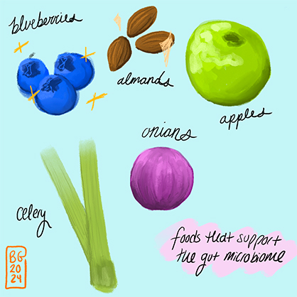 Beatrice Glaviano ’26 suggests foods that support the microbiome.
