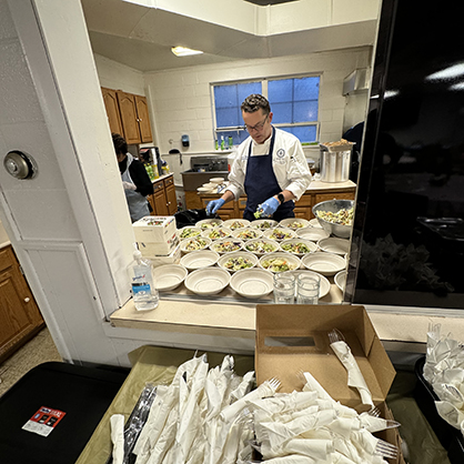 Peter Marrello, the University’s campus executive chef, prepares meals for members of the New Haven community. 