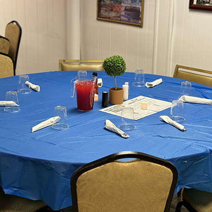 A table set for community members.