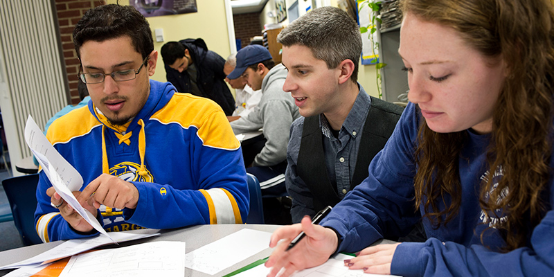 Students studying in the Tutoring and Academic Support Center