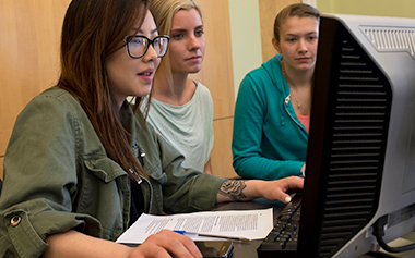 Students at a computer