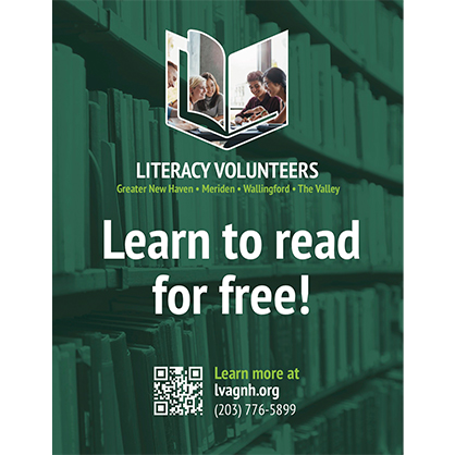 Students designed flyers for Literacy Volunteers of Greater New Haven.
