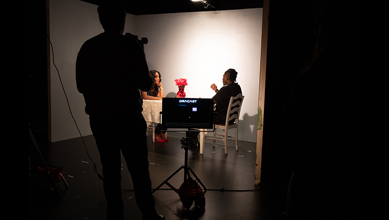 Students shoot a scene with Ayminor.