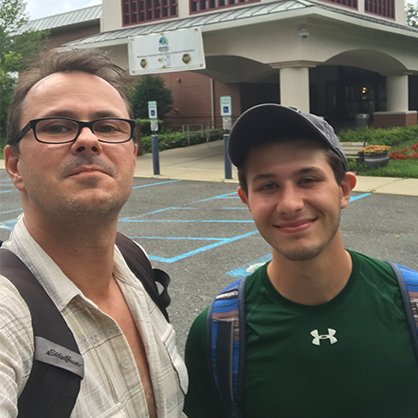 Image of Nikodem Poplawski, Ph.D., and Michael Del Grosso ’23.
