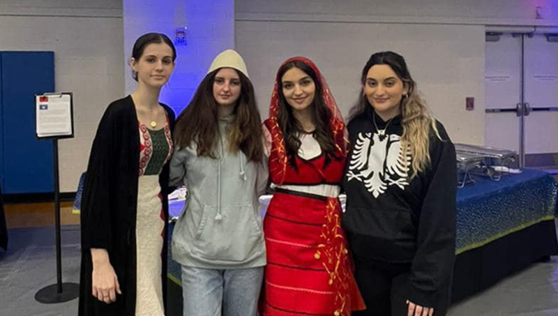 Esma Fera ’24 (second from right) at the University’s International Festival.