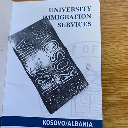 An I-Fest “passport” stamped at the Kosovo/Albania table.