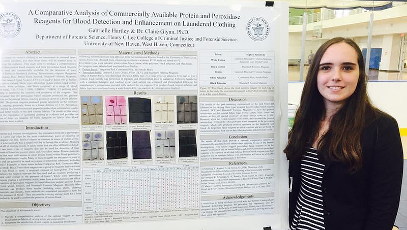 Gabrielle Hartley ’17 presents her Summer Undergraduate Research Fellowship poster at the University.
