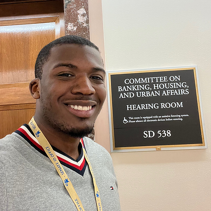 Jordan Harris ’21 is a staff assistant for the Senate Committee on Banking, Housing, and Urban Affairs.