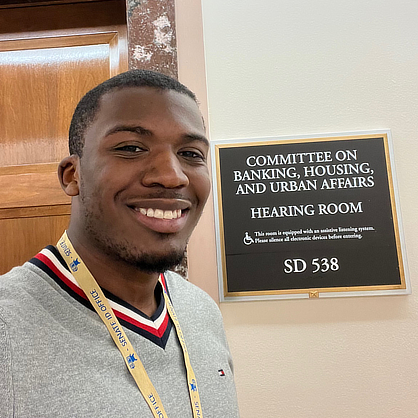 Jordan Harris ’21 is a staff assistant for the Senate Committee on Banking, Housing, and Urban Affairs.
