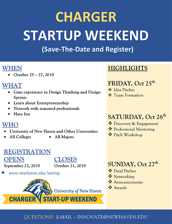 Charger Startup Weekend flyer