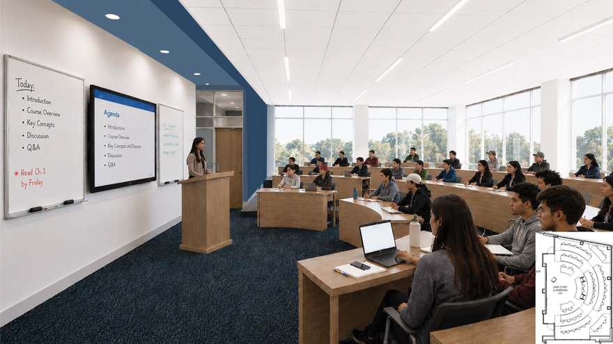 Interior classroom rendering #13