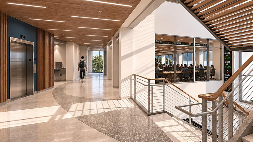 Interior stairwell rendering