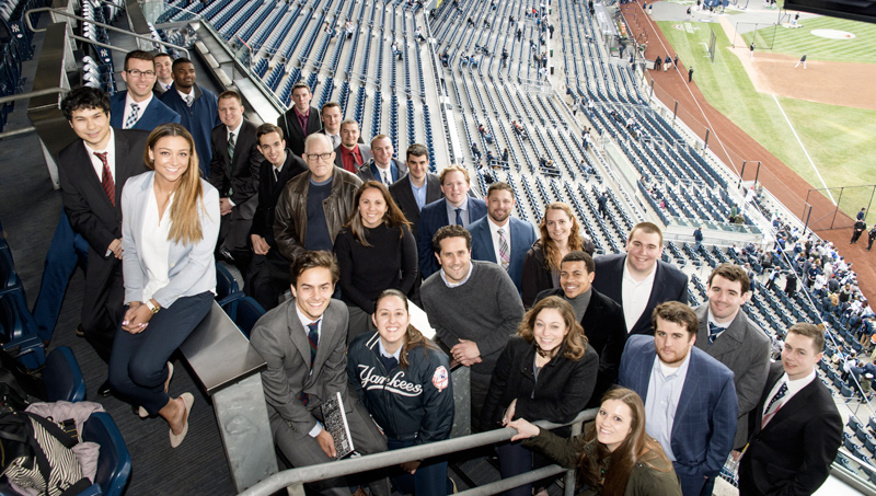 University of New Haven sport management students have the opportunity to visit a variety of venues to interact with professionals in the field. Here, they are pictured at Yankee Stadium in New York.
