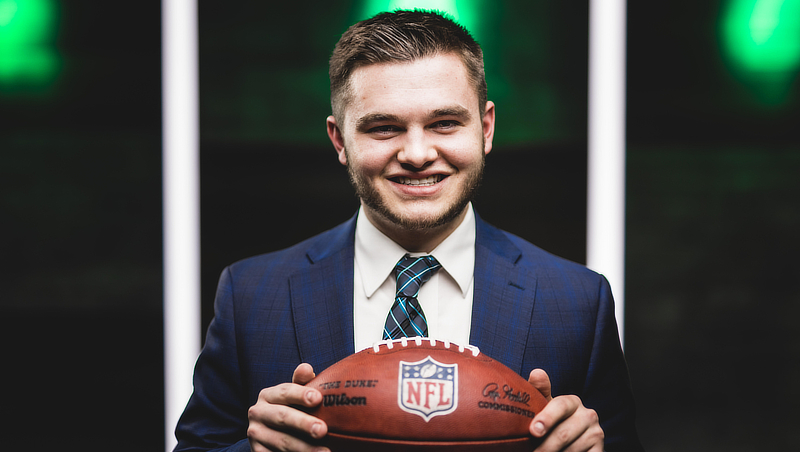 Eddie Whitman ’21 M.S. is a sales associate for the New York Jets. (Photo credit: New York Jets Media Department)