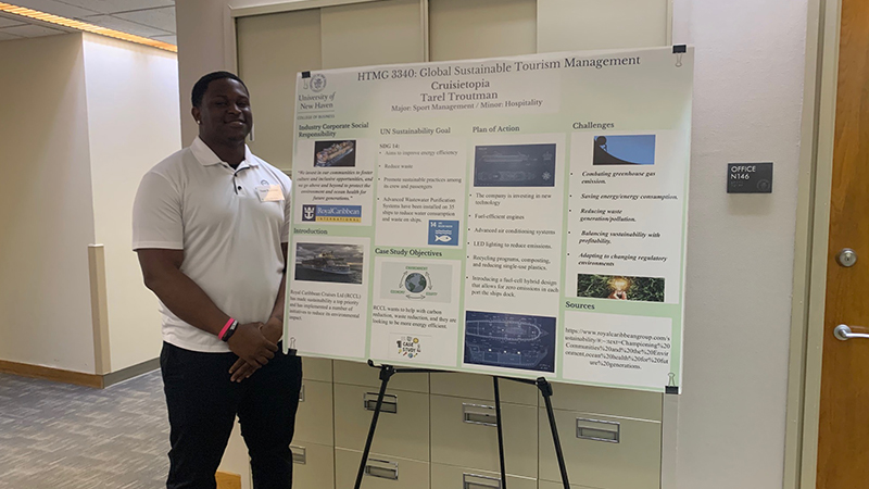 Tarel Troutman ’24 focused his project on the sustainability of cruise line Royal Caribbean.