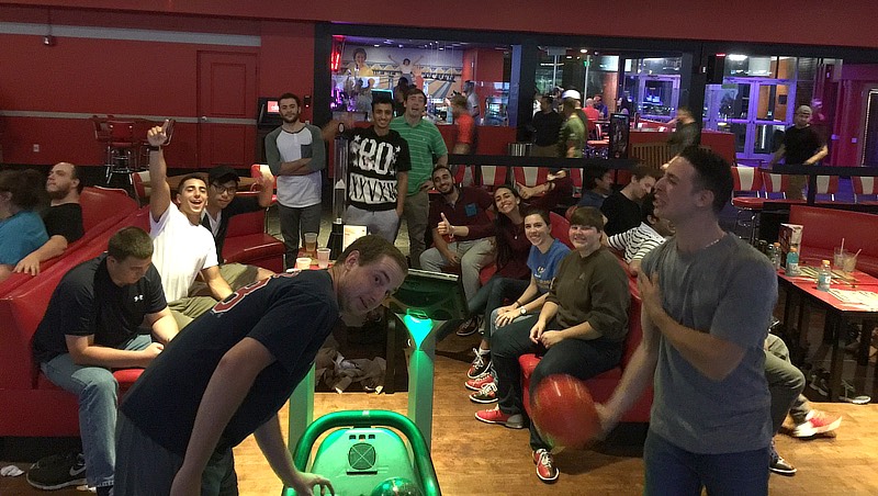 Dr. Chang's students at bowling alley.