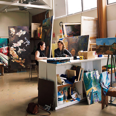 Students in art studio