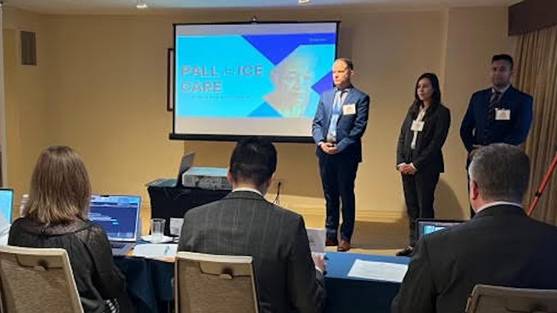 Prateek Mansingh ’23 MHA, Lais Aguilar ’23 MHA, and Robin Cullen ’23 MHA present at the case competition.