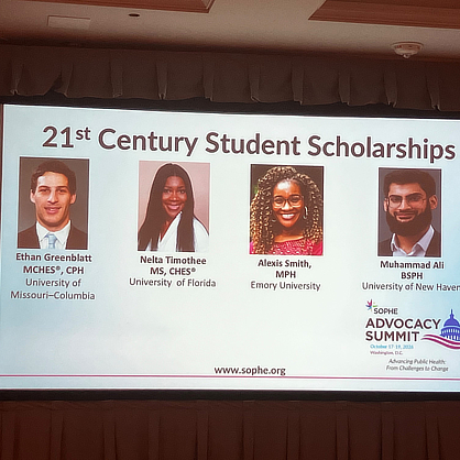 Muhammad Ali ’27 MPH shown with other scholarship recipients