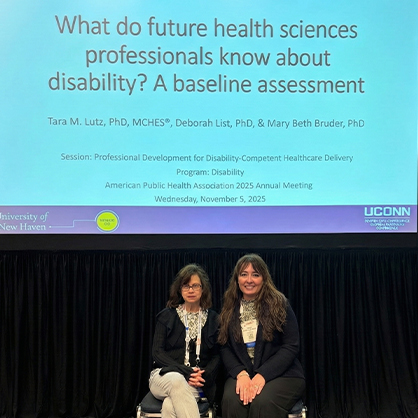 Deborah List, M.A., MPH, Ph.D. (left) at the American Public Health Association Conference in Washington, D.C.