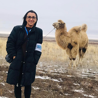Olena Lennon, Ph.D., observing elections in Aktobe, Kazakhstan, November 2022.