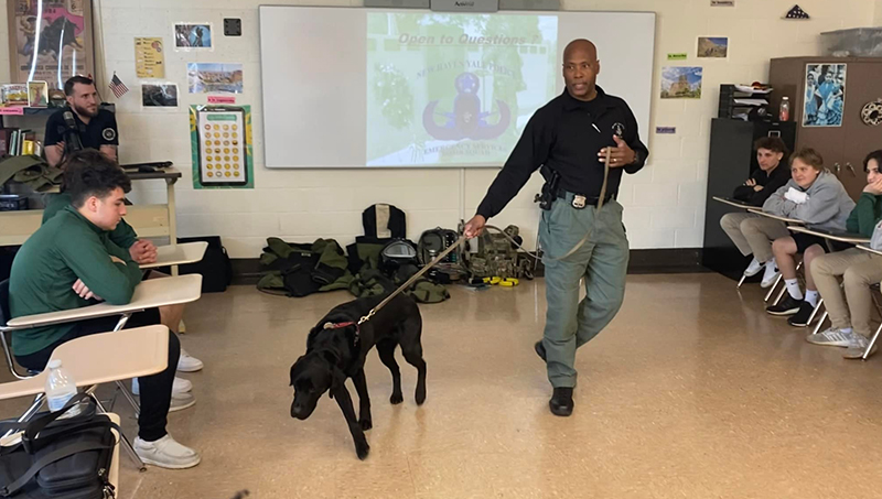 Students had the opportunity to interact with K9 handlers as part of the program.