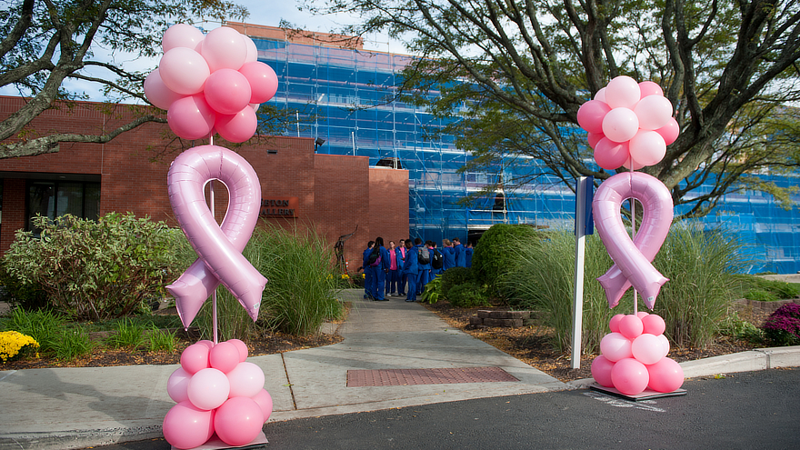 Breast cancer ribbons and balloons