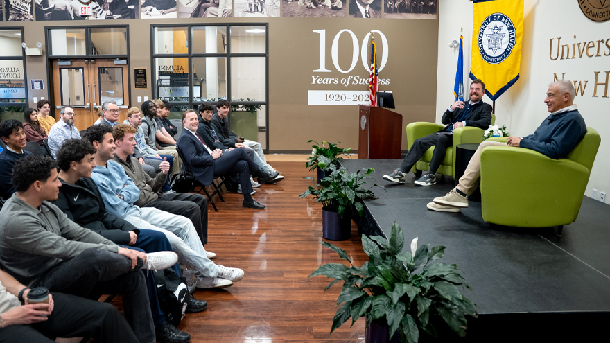 A conversation as part of the University of New Haven’s Sports Leadership Exchange Speaker Series between Marc Lasry and President Jens Frederiksen