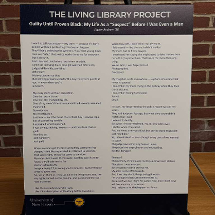 The Living Library Project featured personal essays, poetry, and artwork from the University community