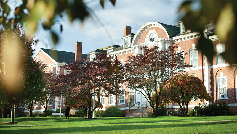 Image of Maxcy Hall in the early fall.