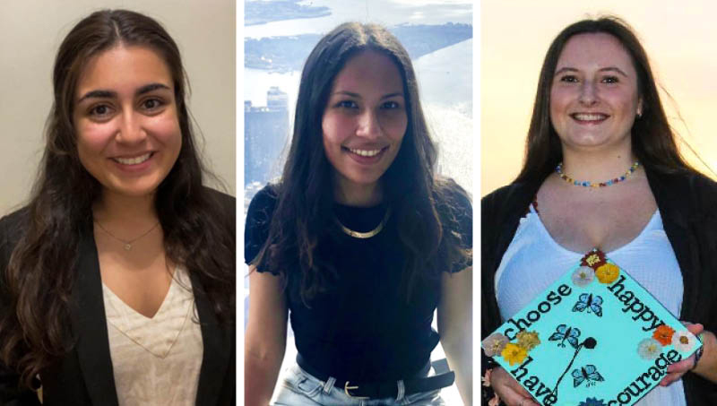 Francesca Pimenta ’21, Angélica Cruz ’21, and Tuathla Hefferan ’20, ’21 M.S.