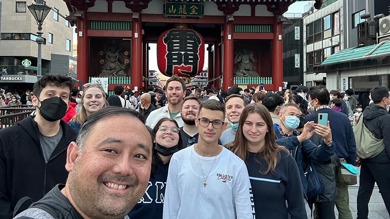 Dr. Chris Haynes (left, front) and students in Japan.
