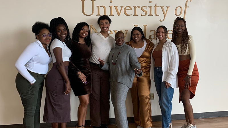 Members of the Black Student Union executive board pose for a photo.