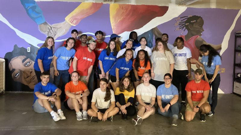 Students volunteered at the Diaper Bank of Connecticut.