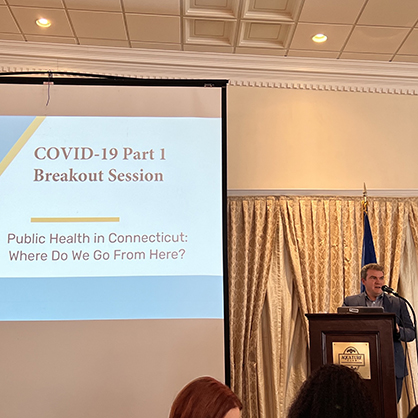 Karl Minges, Ph.D., MPH, speaking at a Connecticut Public Health Association conference.