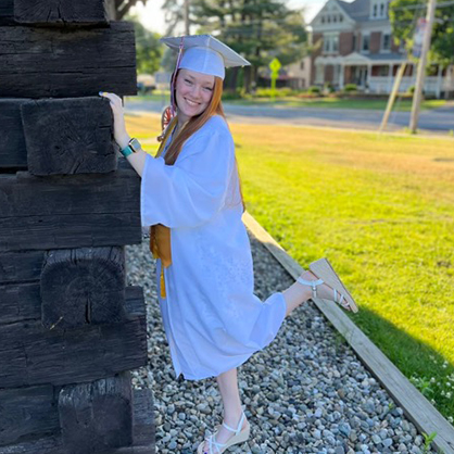 Ryleigh McDonagh ’26 before her high school graduation in Stillwater, NY.