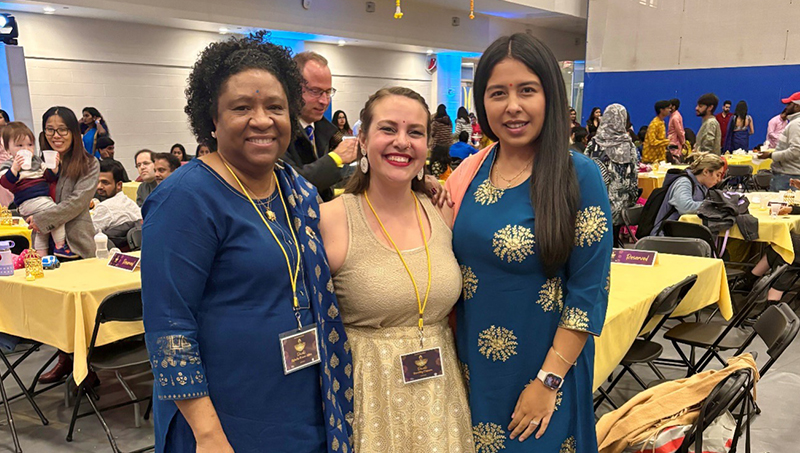 Left to right: Dr. Ophelie Rowe-Allen, Dorothy Classen, and Diane Polo at the University’s Celebration of Diwali.