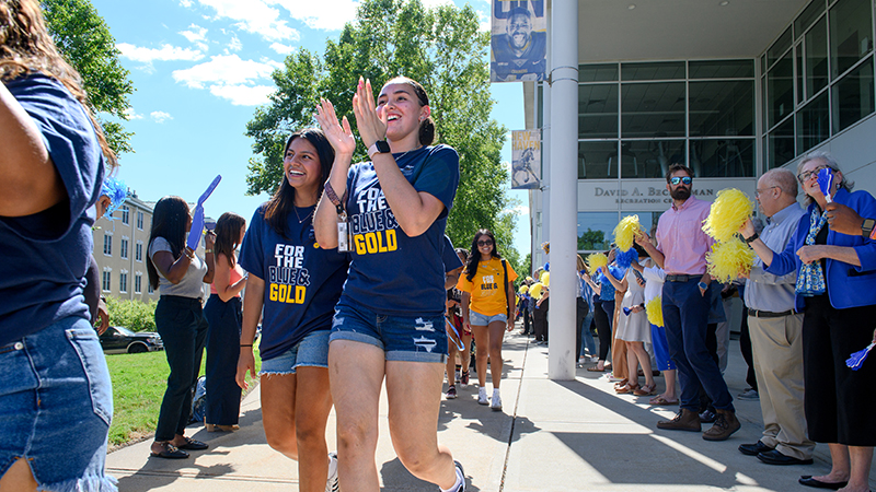 Students marched into Convocation, greeted by cheering faculty and staff