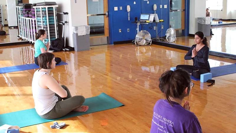 Ananya Khatri teaching a yoga class