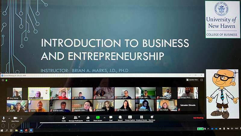 Image of Brian A. Marks's Business and Entrepreneurship Zoom classroom.