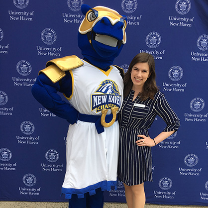 Image of Caitlin Locke and Charlie the Charger.