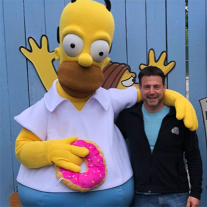 Image of Ron Quagliani and Homer Simpson.