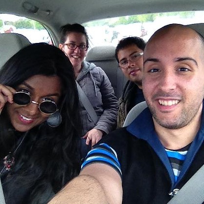 Image of Robert Velez and friends returning from a trip to a RenFaire in New York.