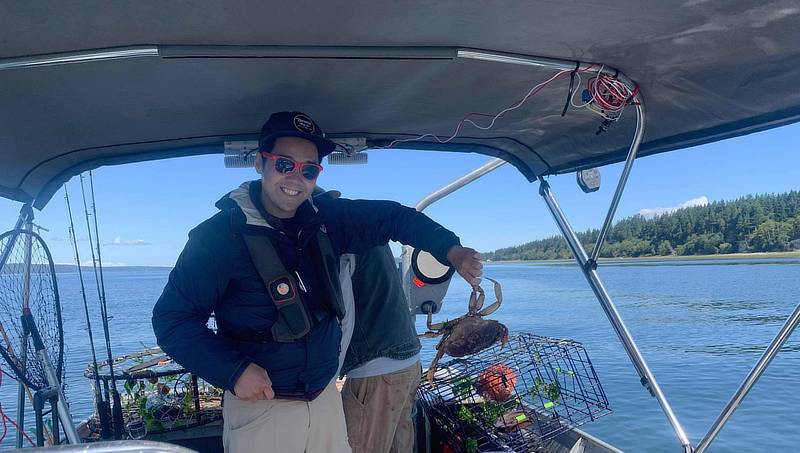 Alvin Tran crabbing during the summer.