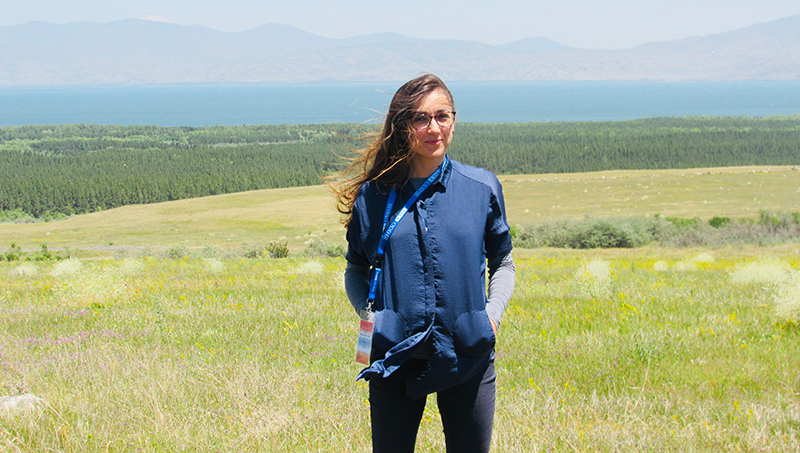 Olena Lennon, Ph.D., traveling in between polling stations in Gavar, Armenia.